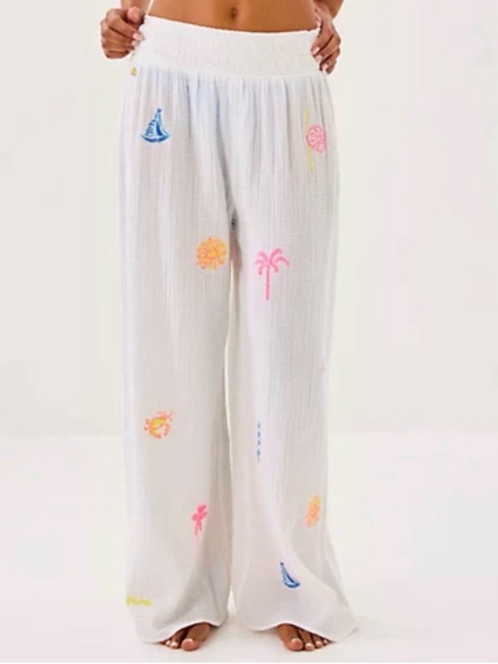 NWT Lilly Pulitzer Enzo embroidered coverup pants Size S